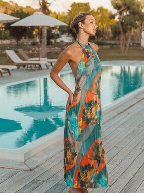 elegant moment emerald green tie-dye backless maxi dress Elegant Moment Emerald Green Tie-Dye Backless Maxi Dress